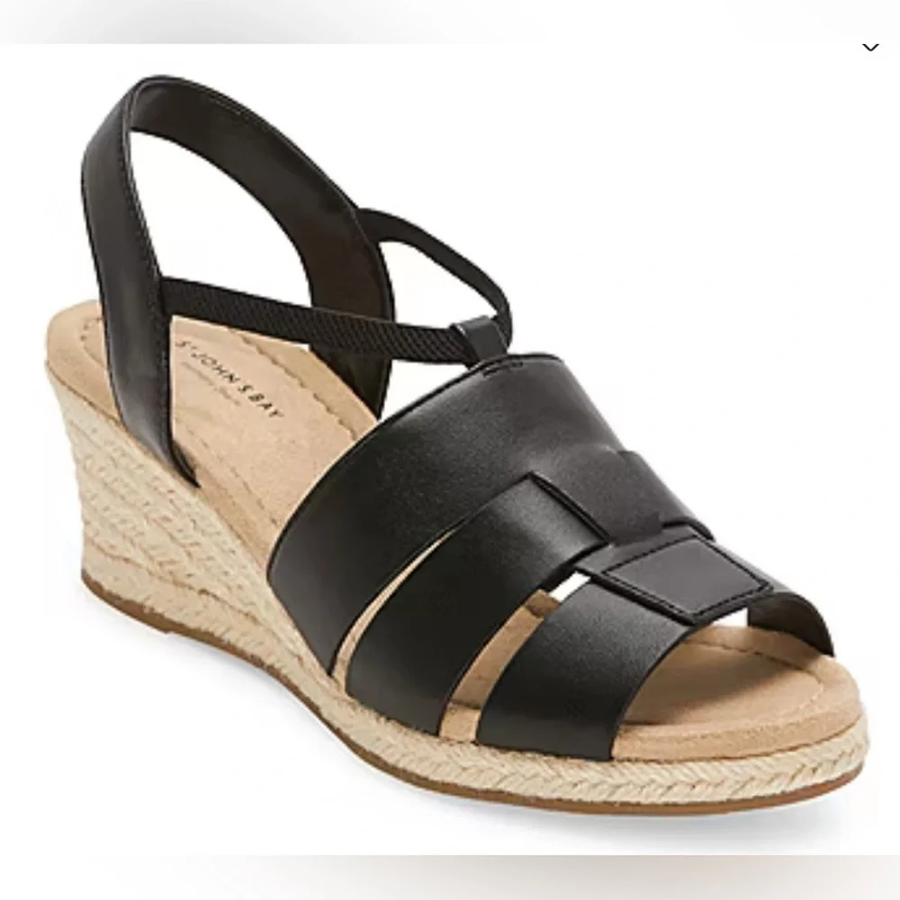St John’s Bay Black Wedge Sandals